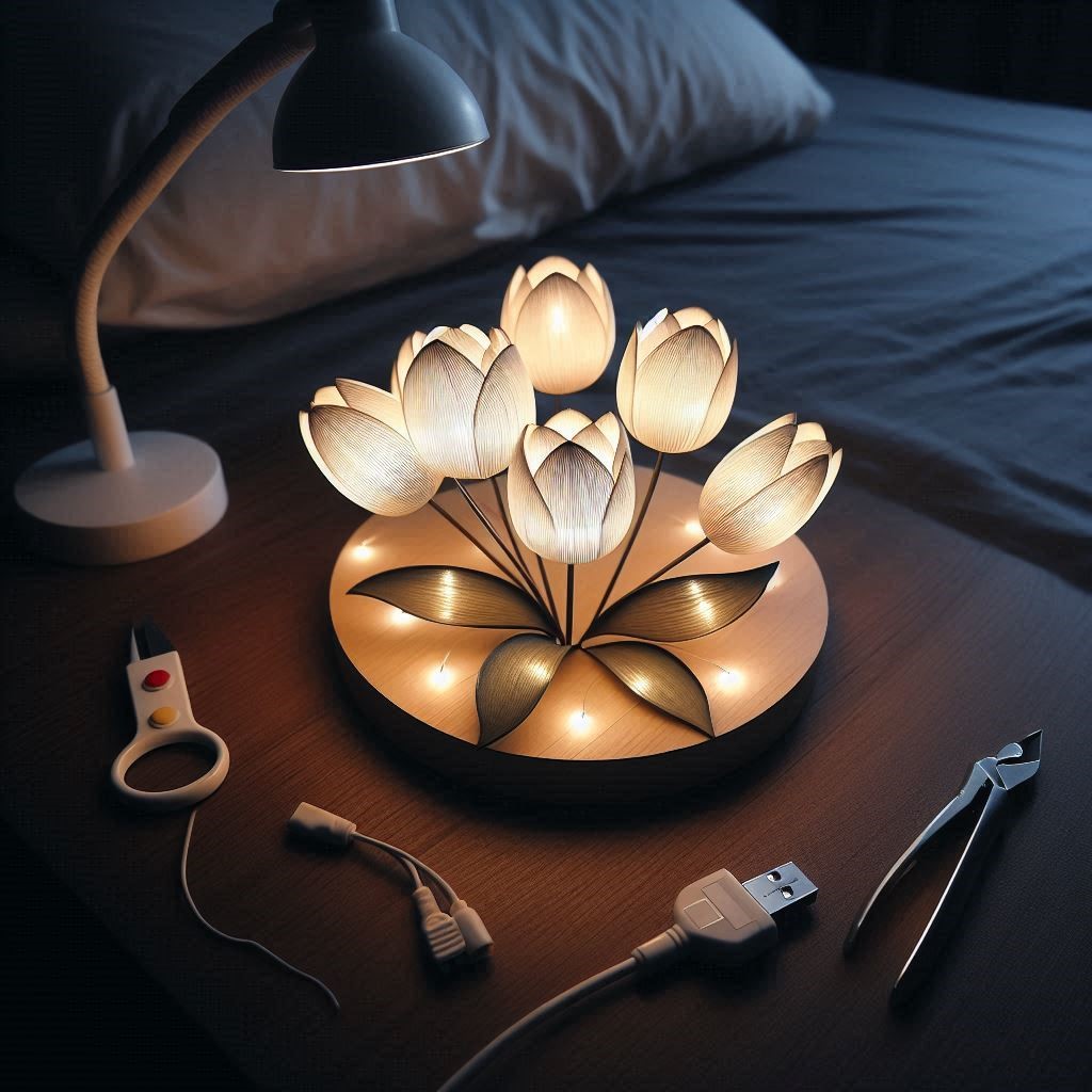 amzstar diy tulip night light led handmade tulip decoration