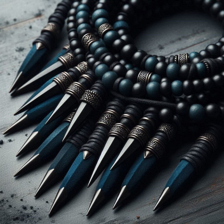 dark blue suede mini dagger beads