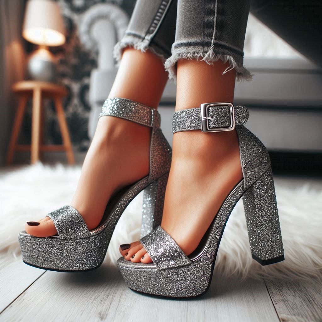 Silver Chunky Heels