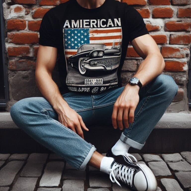 American vintage mens black t shirt